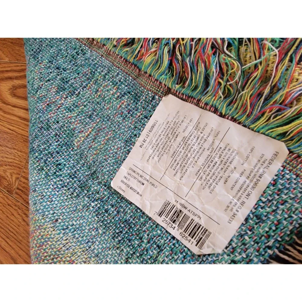 Vintage Disney World Mickey & Minnie Mouse Blanket Tapestry Woven Throw‎ Fringe.